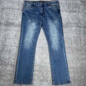 Kenneth Cole Jeans Men's 36x32 Blue Denim Stretch Slim Fit Straight Leg‎